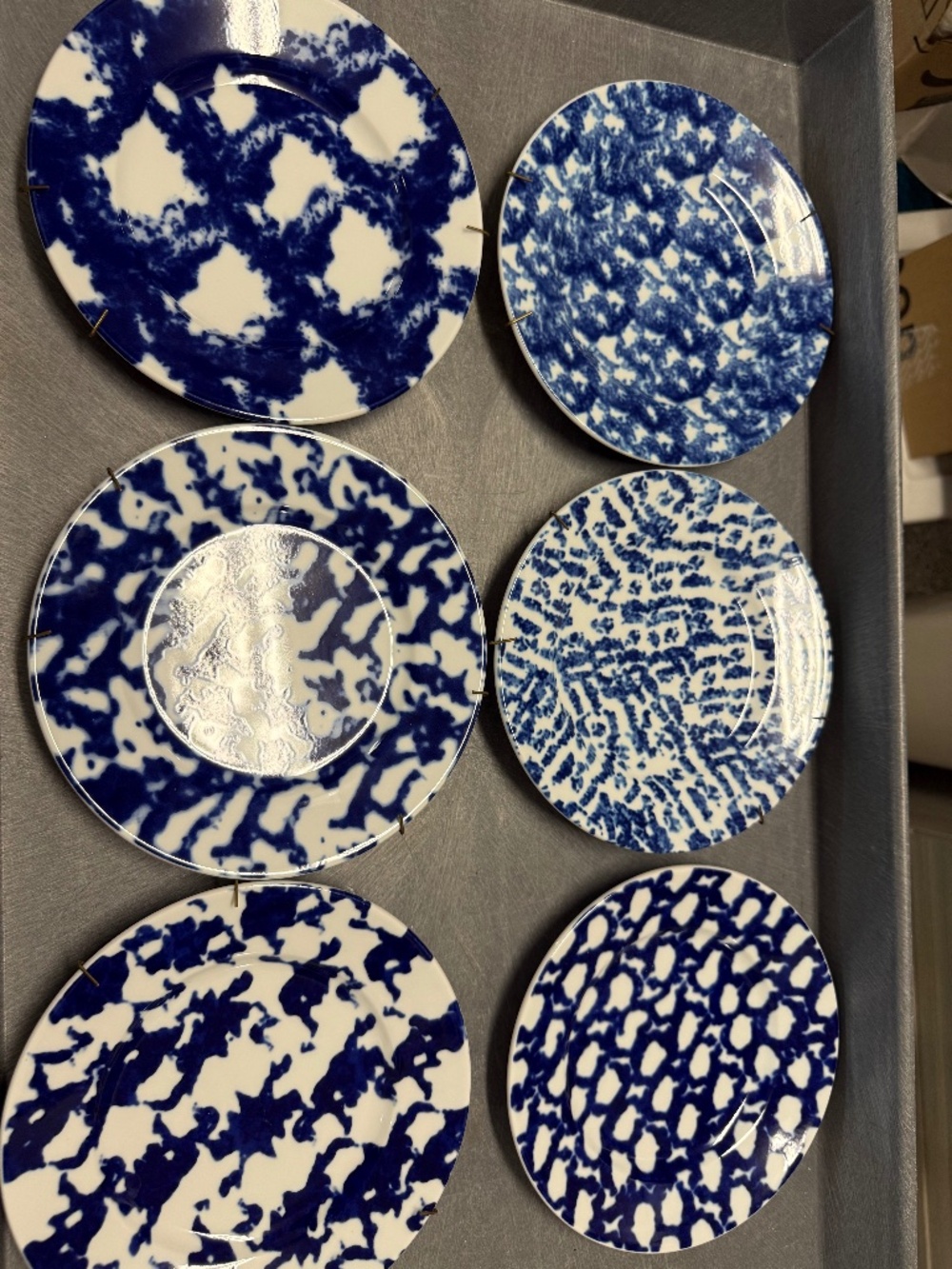 Richard Ginori Manifattura di Laveno Blue White Plates Set of 6 Italy
